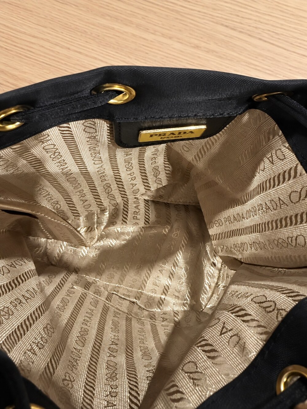 Prada Black Drawstring Makeup Bag | Metallic Accents - Picture 4 of 6